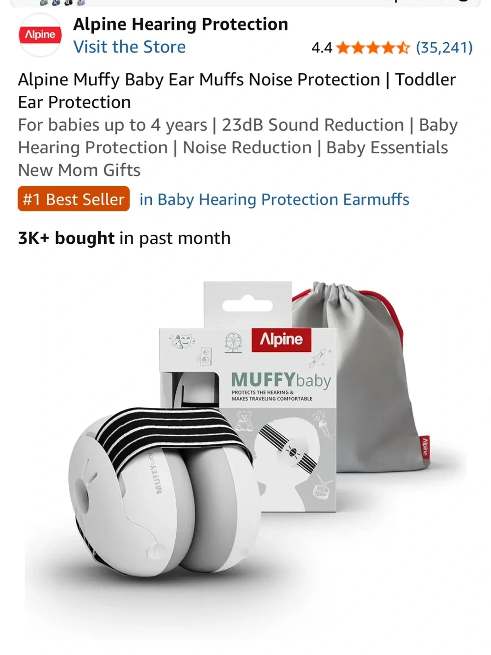 Alpine Muffy Baby Ear Muffs for Kids in White with Black Striped Headband